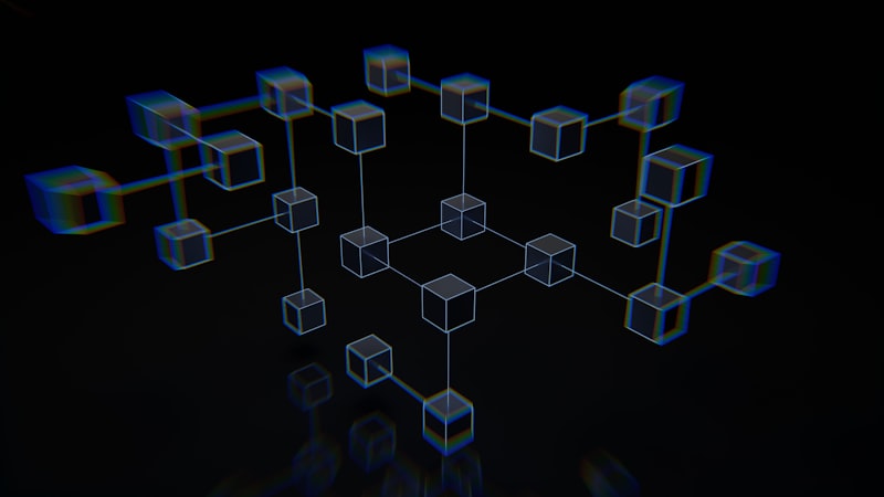 Abstract network visualization with glowing nodes and connections representing data flow patterns
