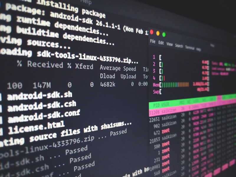 Terminal screen showing lines of code with data processing commands in a dark environment